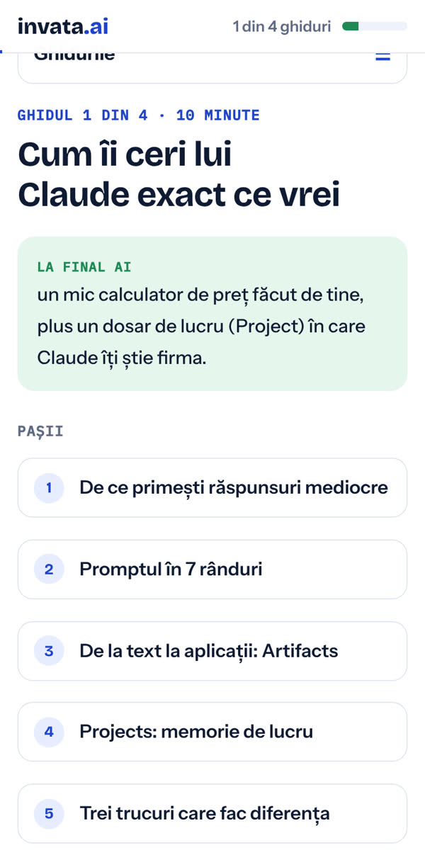 Un ghid: ce ai la final și pașii numerotați